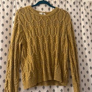 Anthro John + Jenn Mustard Cable Knit  Sweater